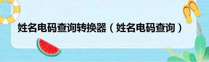 姓名电码查询转换器（姓名电码查询）