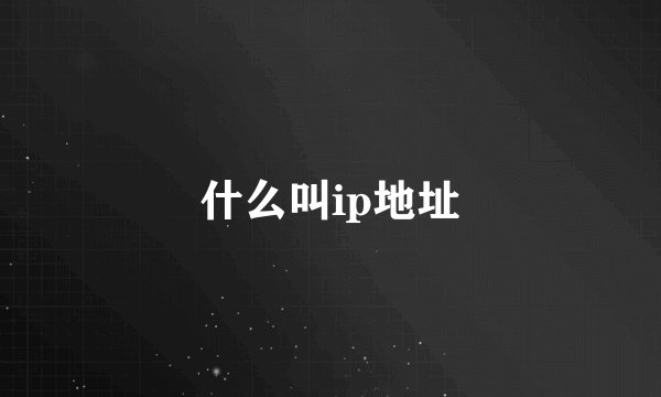 什么叫ip地址
