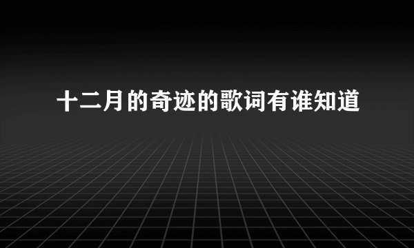 十二月的奇迹的歌词有谁知道