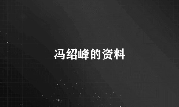 冯绍峰的资料