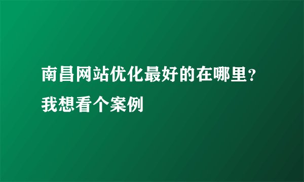 南昌网站优化最好的在哪里？我想看个案例