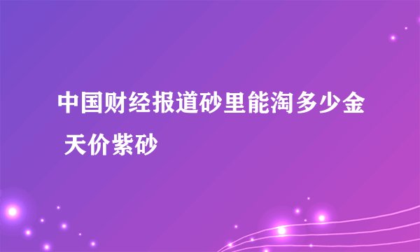 中国财经报道砂里能淘多少金 天价紫砂