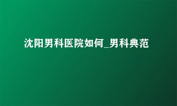 沈阳男科医院如何_男科典范