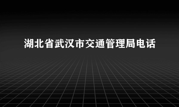湖北省武汉市交通管理局电话