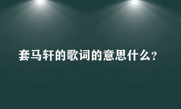套马轩的歌词的意思什么？
