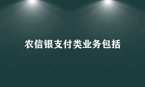 农信银支付类业务包括