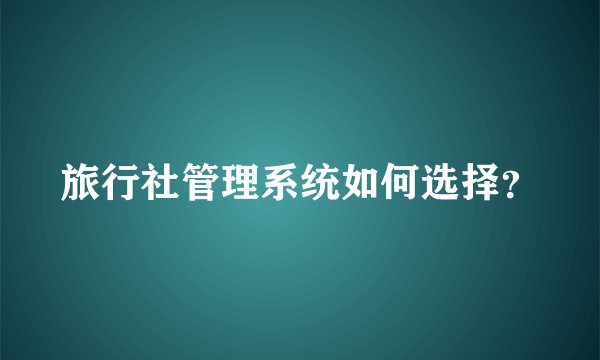 旅行社管理系统如何选择？