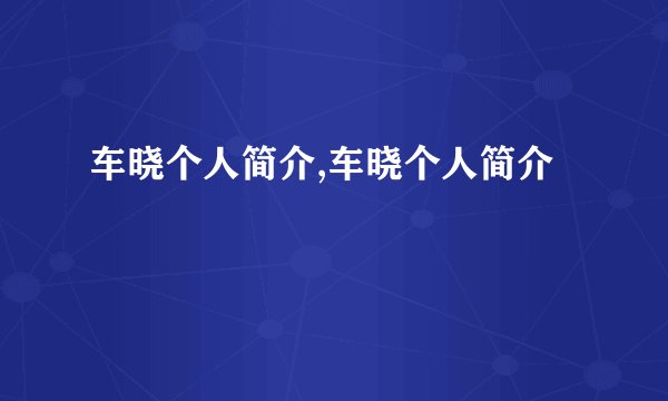 车晓个人简介,车晓个人简介