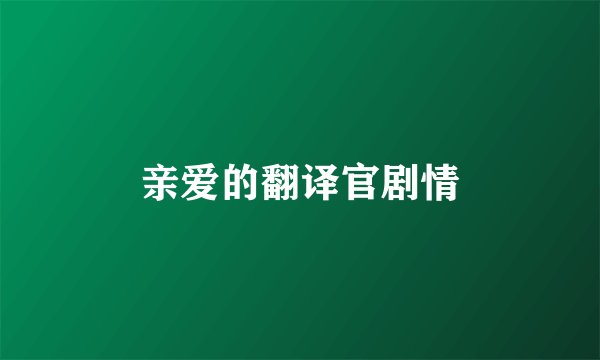 亲爱的翻译官剧情