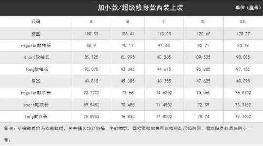 女士西服尺码对照表是怎样的？女士西服尺码对照表怎么看？