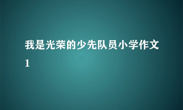 我是光荣的少先队员小学作文1