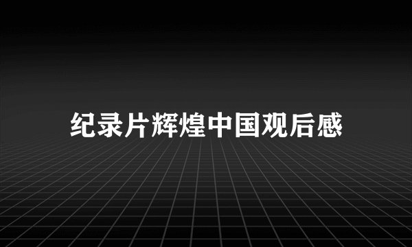 纪录片辉煌中国观后感