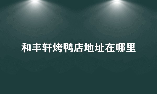 和丰轩烤鸭店地址在哪里