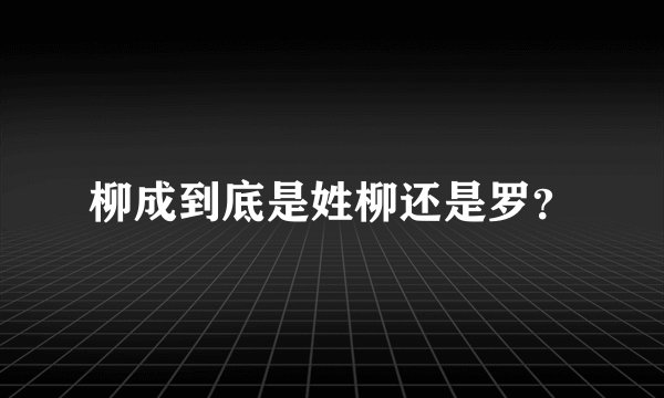 柳成到底是姓柳还是罗？