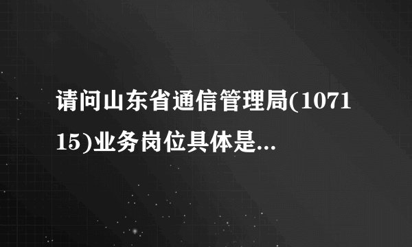 请问山东省通信管理局(107115)业务岗位具体是做什么的，前景如何？