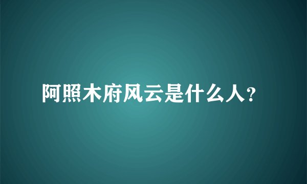 阿照木府风云是什么人?