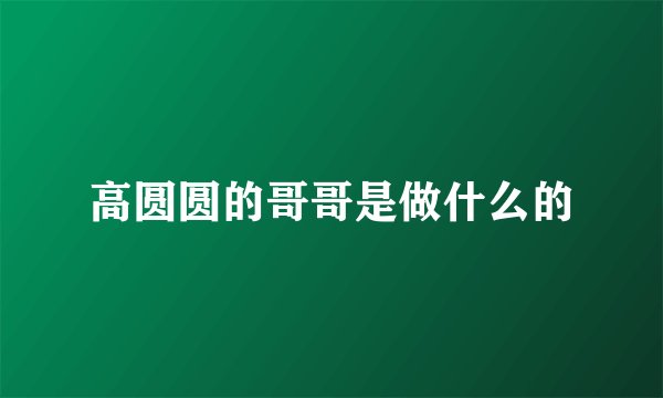 高圆圆的哥哥是做什么的