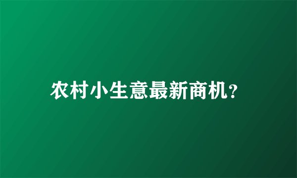 农村小生意最新商机？