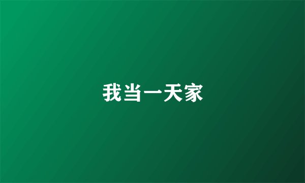 我当一天家