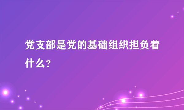 党支部是党的基础组织担负着什么？