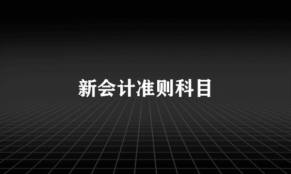 新会计准则科目