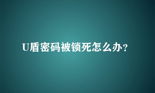 U盾密码被锁死怎么办？