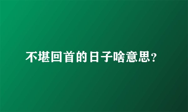 不堪回首的日子啥意思？