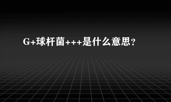 G+球杆菌+++是什么意思？