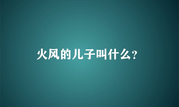 火风的儿子叫什么？