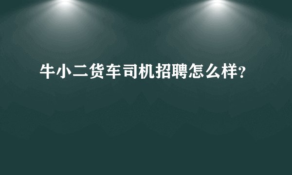牛小二货车司机招聘怎么样？