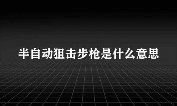 半自动狙击步枪是什么意思