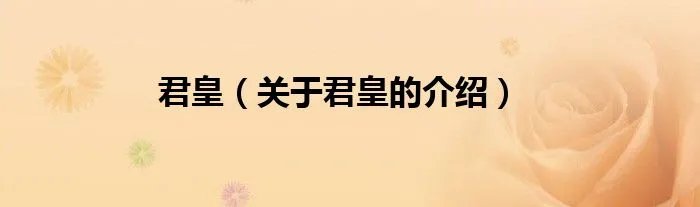 君皇（关于君皇的介绍）