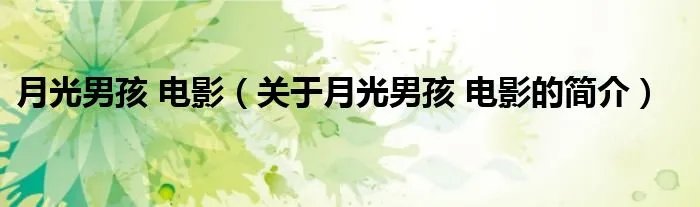 月光男孩 电影（关于月光男孩 电影的简介）