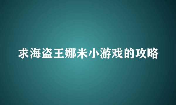 求海盗王娜米小游戏的攻略