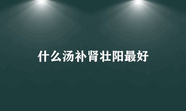 什么汤补肾壮阳最好