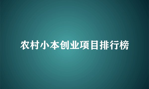 农村小本创业项目排行榜