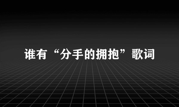 谁有“分手的拥抱”歌词