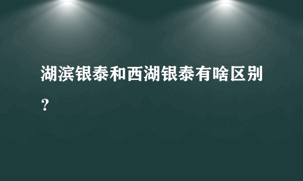 湖滨银泰和西湖银泰有啥区别?