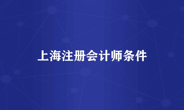 上海注册会计师条件