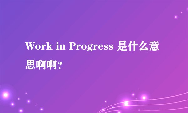 Work in Progress 是什么意思啊啊？