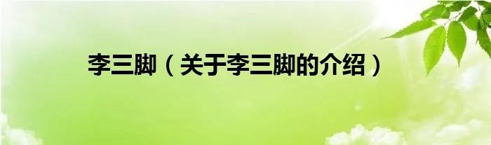 李三脚（关于李三脚的介绍）