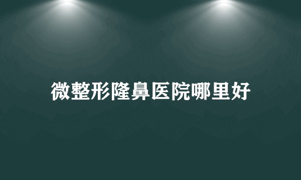 微整形隆鼻医院哪里好