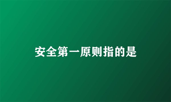安全第一原则指的是