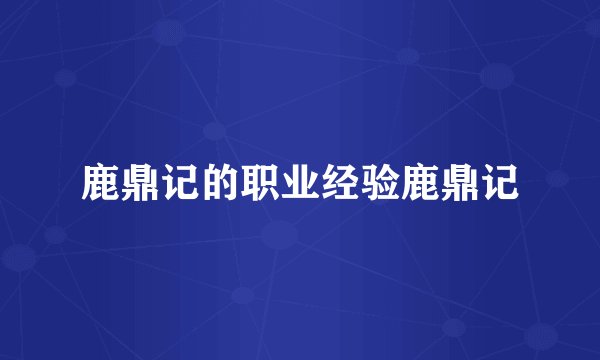鹿鼎记的职业经验鹿鼎记