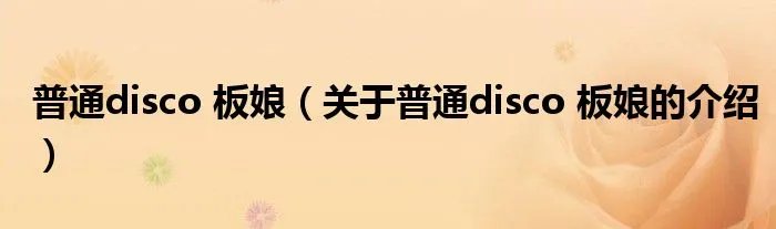普通disco 板娘(关于普通disco 板娘的介绍)