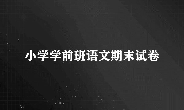 小学学前班语文期末试卷
