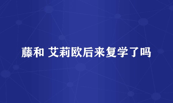 藤和 艾莉欧后来复学了吗