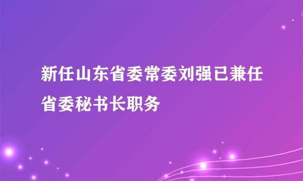 新任山东省委常委刘强已兼任省委秘书长职务