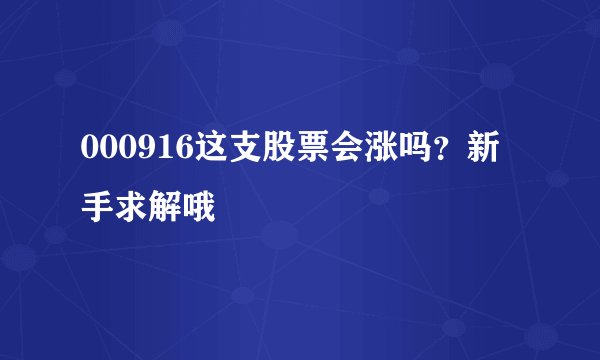 000916这支股票会涨吗？新手求解哦