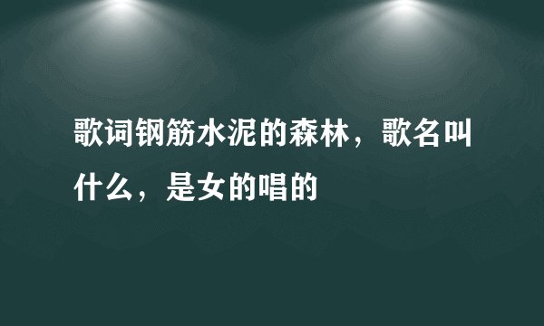 歌词钢筋水泥的森林，歌名叫什么，是女的唱的